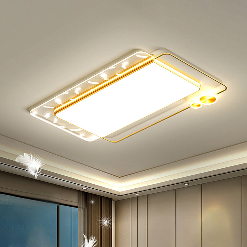 Geometric Feather LED Flush Mount in Modern Creative Style Iron Ceiling Light with Acrylic Shade