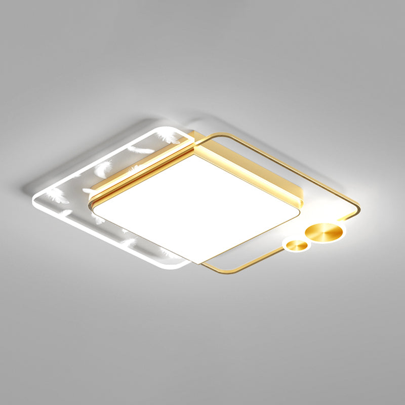 Geometric Feather LED Flush Mount in Modern Creative Style Iron Ceiling Light with Acrylic Shade