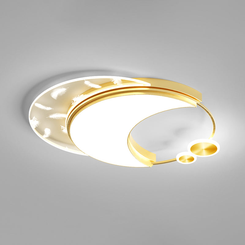 Geometric Feather LED Flush Mount in Modern Creative Style Iron Ceiling Light with Acrylic Shade