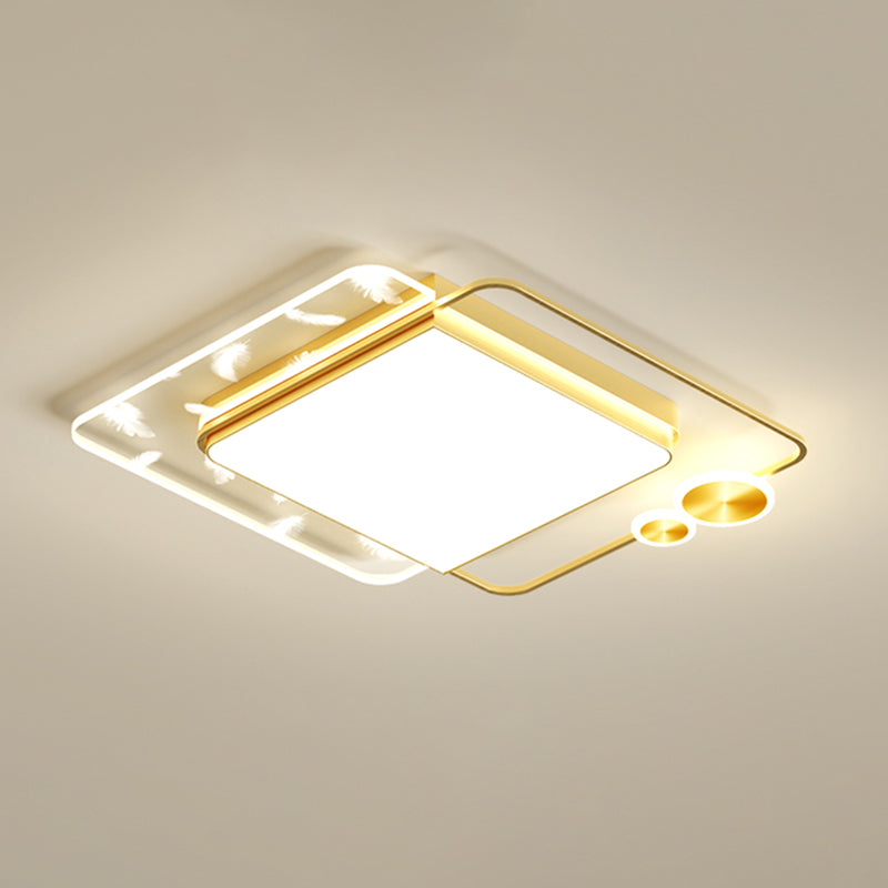 Geometric Feather LED Flush Mount in Modern Creative Style Iron Ceiling Light with Acrylic Shade