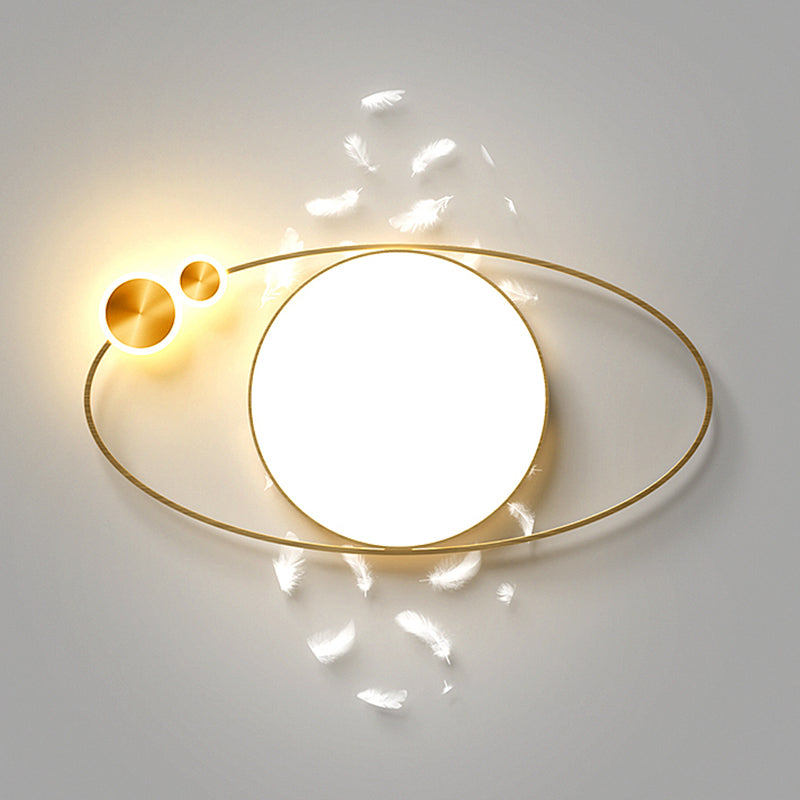 Geometric Feather LED Flush Mount in Modern Creative Style Iron Ceiling Light with Acrylic Shade