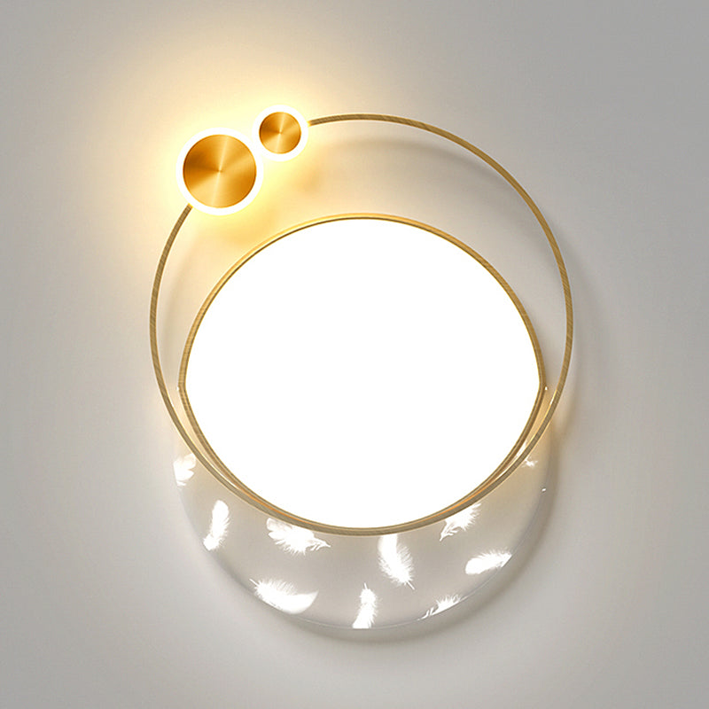 Geometric Feather LED Flush Mount in Modern Creative Style Iron Ceiling Light with Acrylic Shade