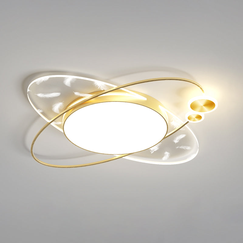 Geometric Feather LED Flush Mount in Modern Creative Style Iron Ceiling Light with Acrylic Shade