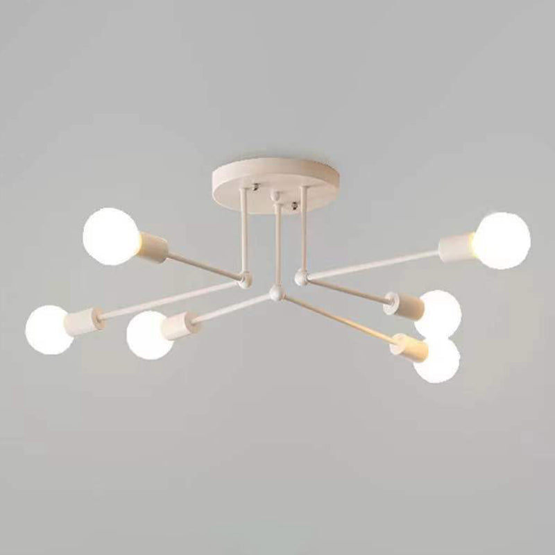 Metallic Semi Flush Light Fixtures Exposed Bulb Modern Bedroom Ceiling Flush Mount Lights