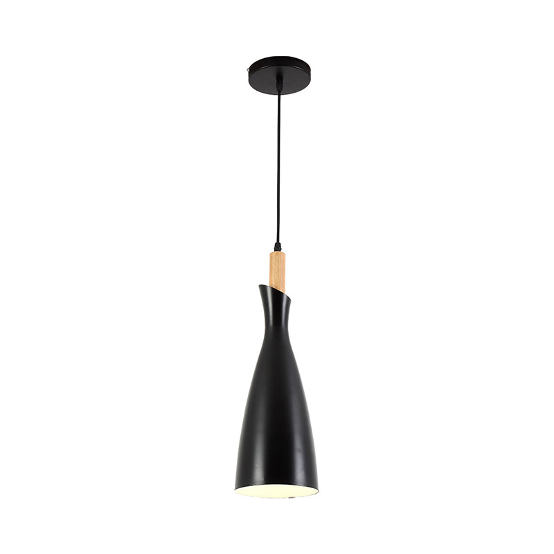 Tapered Kitchen Hanging Pendant Light Metal 1 Head Minimalist Down Lighting in Black/White/Grey
