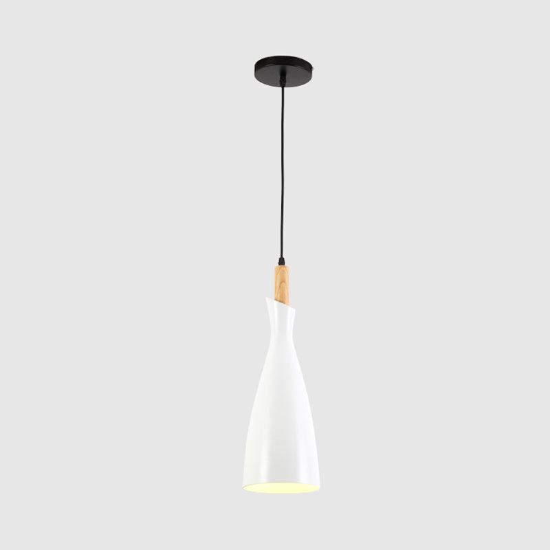 Tapered Kitchen Hanging Pendant Light Metal 1 Head Minimalist Down Lighting in Black/White/Grey