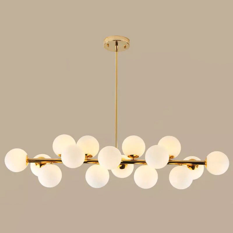 Ball-Shaped Island Chandelier Light Minimalist Style Glass Island Lighting Fixture