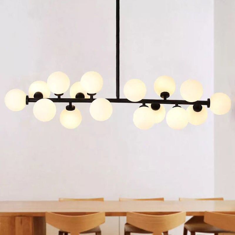 Ball-Shaped Island Chandelier Light Minimalist Style Glass Island Lighting Fixture