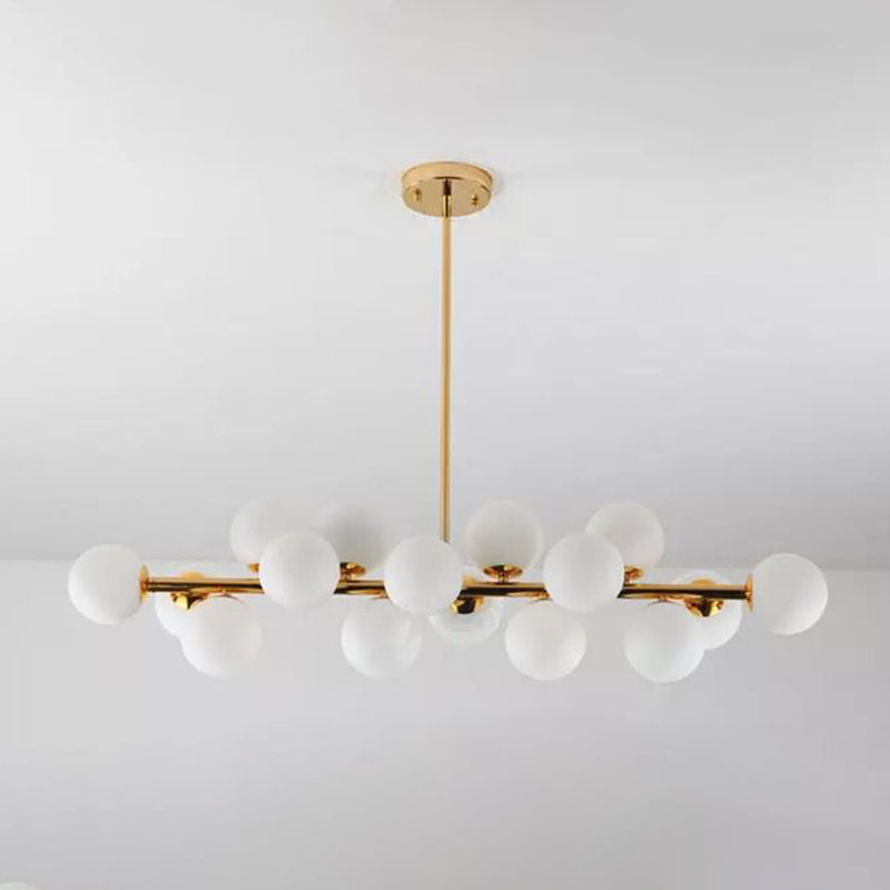 Ball-Shaped Island Chandelier Light Minimalist Style Glass Island Lighting Fixture