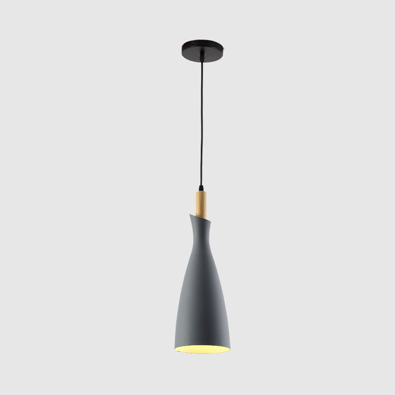 Tapered Kitchen Hanging Pendant Light Metal 1 Head Minimalist Down Lighting in Black/White/Grey