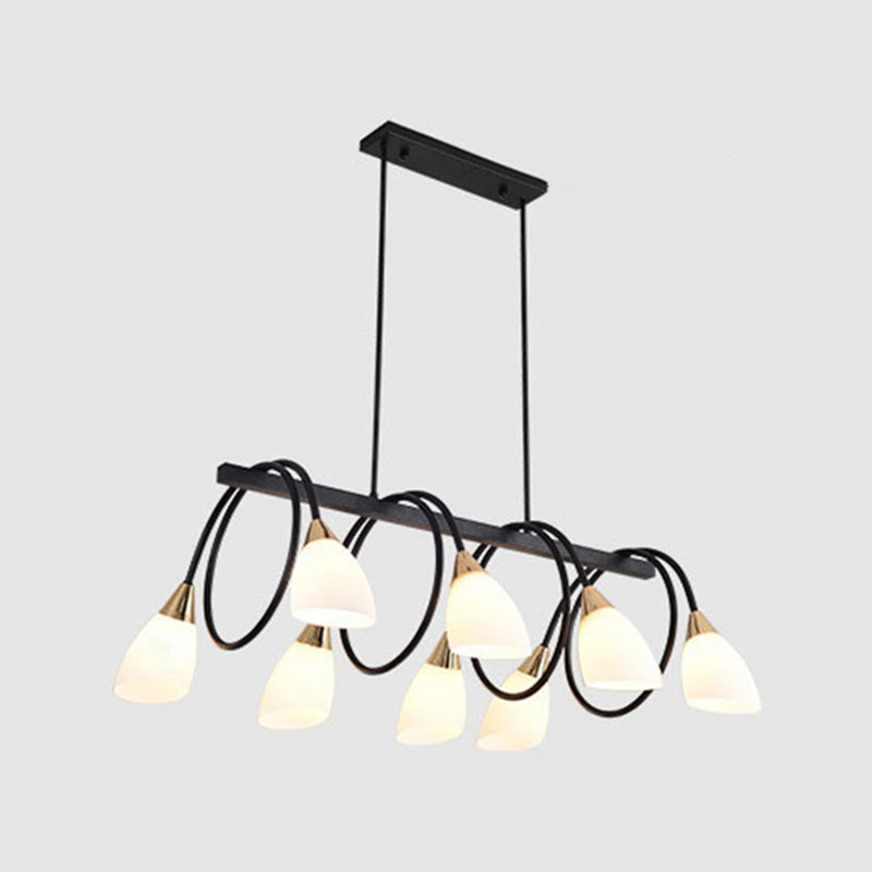 Sala da pranzo isola lampada a piede a sospensione in stile Nordic Black Island con tonalità in vetro cono