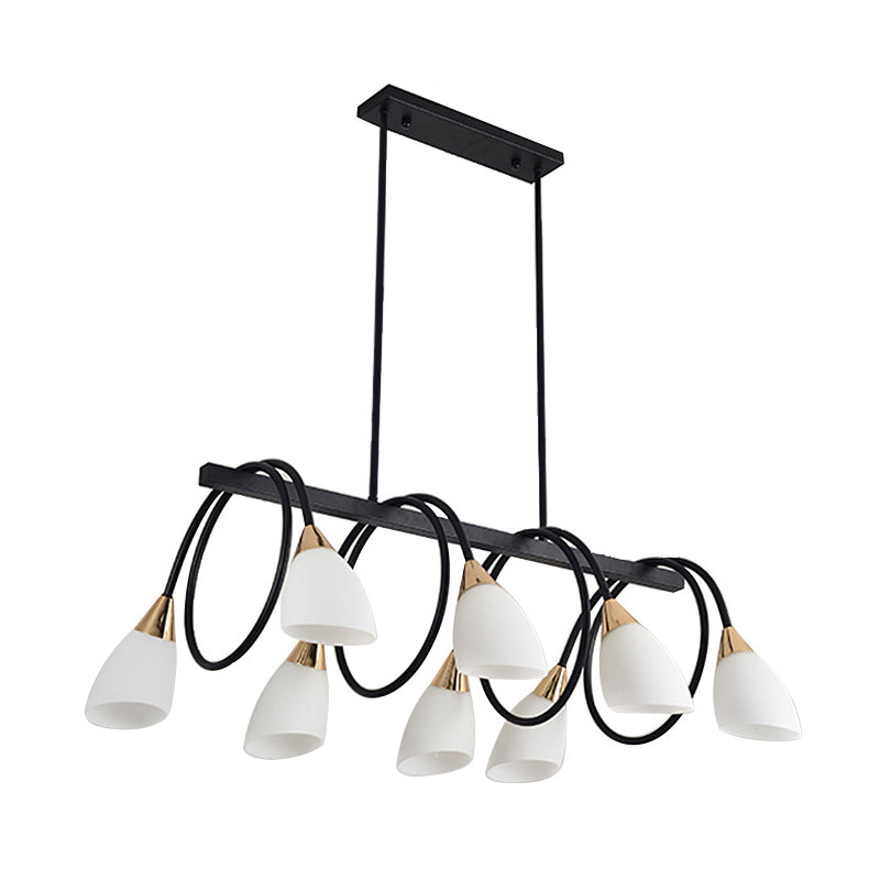 Sala da pranzo isola lampada a piede a sospensione in stile Nordic Black Island con tonalità in vetro cono