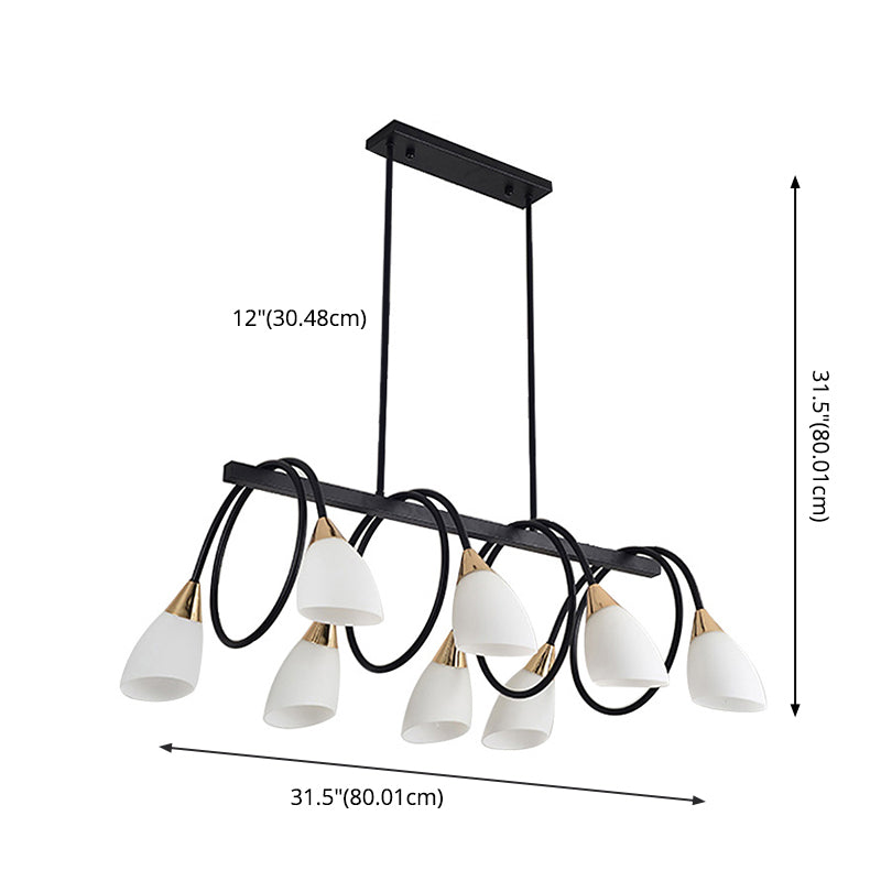 Sala da pranzo isola lampada a piede a sospensione in stile Nordic Black Island con tonalità in vetro cono