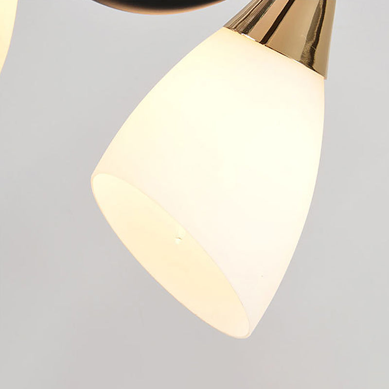 Dinning Room Island Light Fixture Nordic Style Black Island Pendant Light with Cone Glass Shade