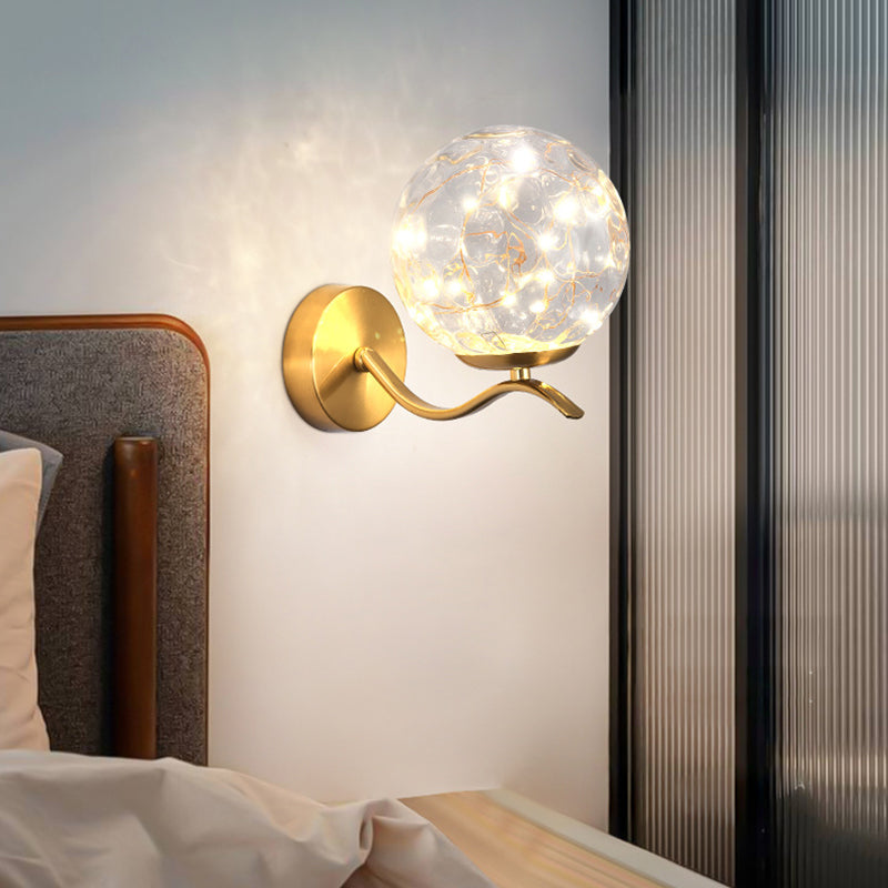 Globe Wrought Iron LED Wall Lamp in Modern Creative Style Glass Wall Light for Interior Spaces