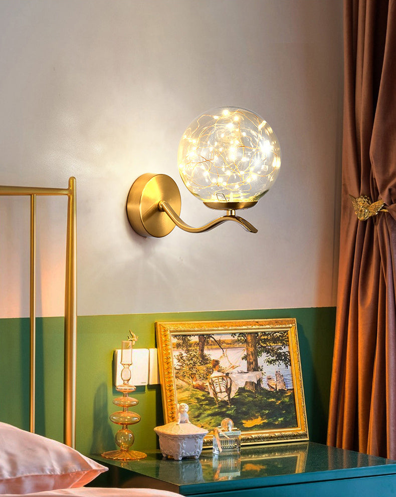 Globe Wrought Iron LED Wall Lamp in Modern Creative Style Glass Wall Light for Interior Spaces