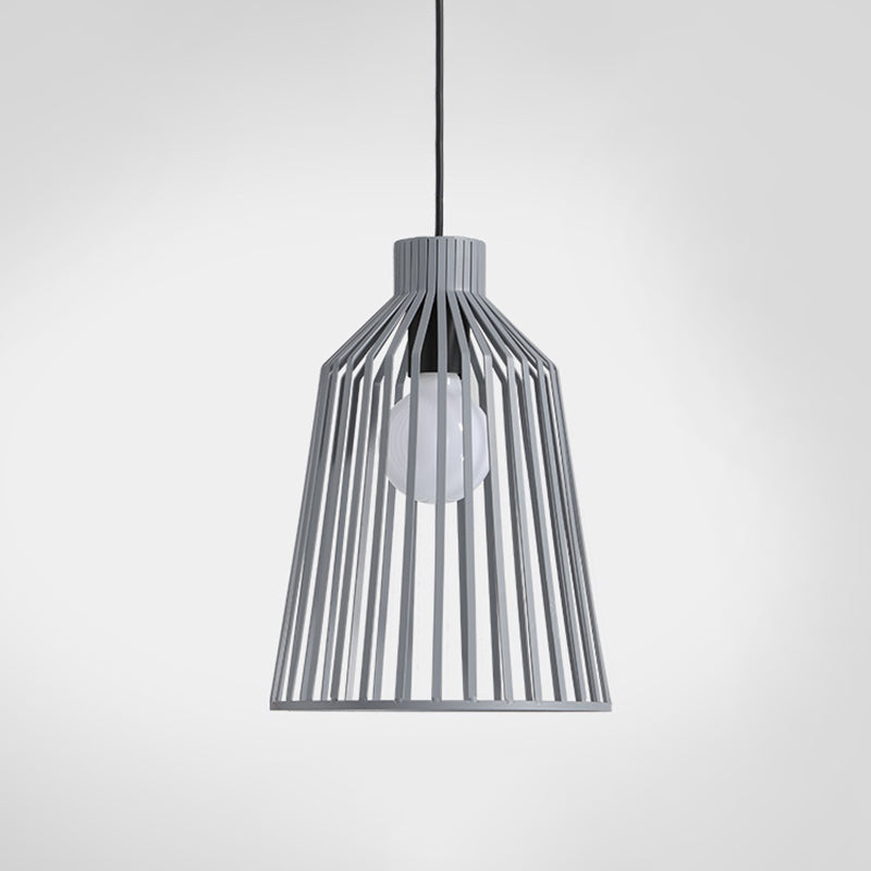 Minimalist Caged Pendulum Light Metal 1 Light Kitchen Pendant Lighting Fixture in Grey