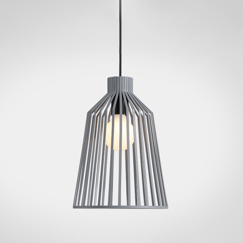 Minimalist Caged Pendulum Light Metal 1 Light Kitchen Pendant Lighting Fixture in Grey