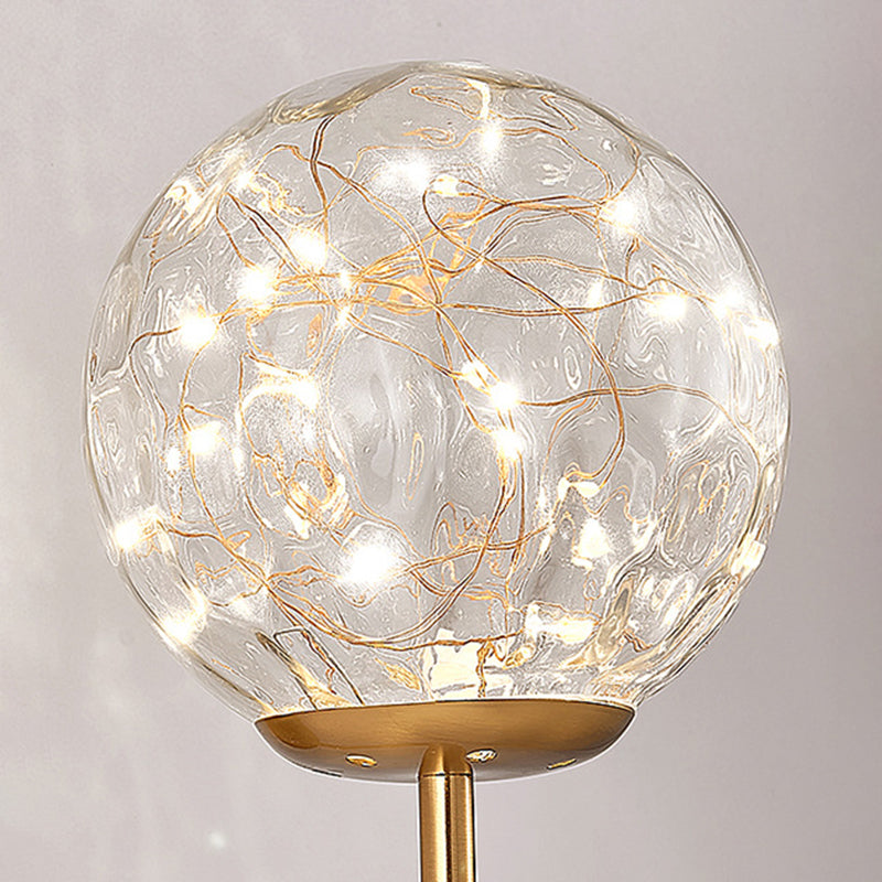 Glass Globe LED Wall Lamp in Modern Luxury Style Wrought Iron Hanging Wall Light for Bedroom
