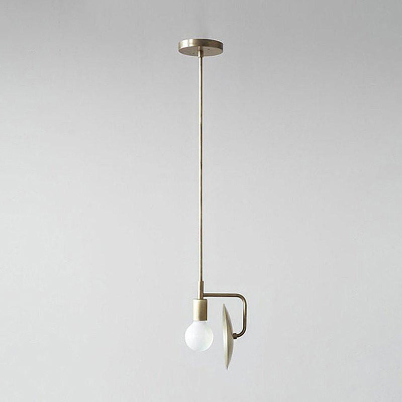 Metal Bare Bulb Hanging Light Fixture Modern Style 1 Head Drop Pendant in Brass for Bedroom