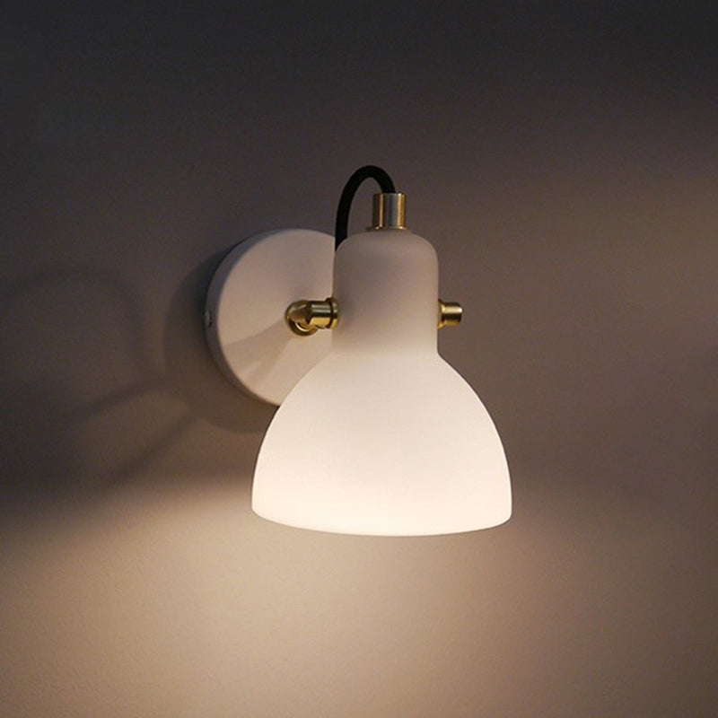 Contemporary Armed Wall Mounted Light Fixture 1-Light Glass Sconce Light for Bedroom