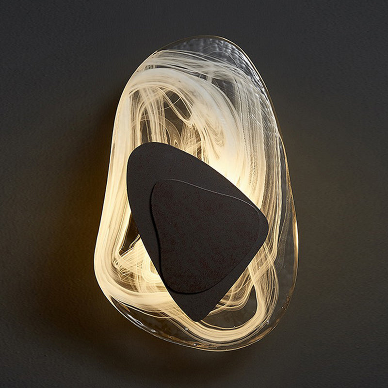 Illuminazione a parete di vetro contemporanea a 1 luce geometrica di sconde per soggiorno