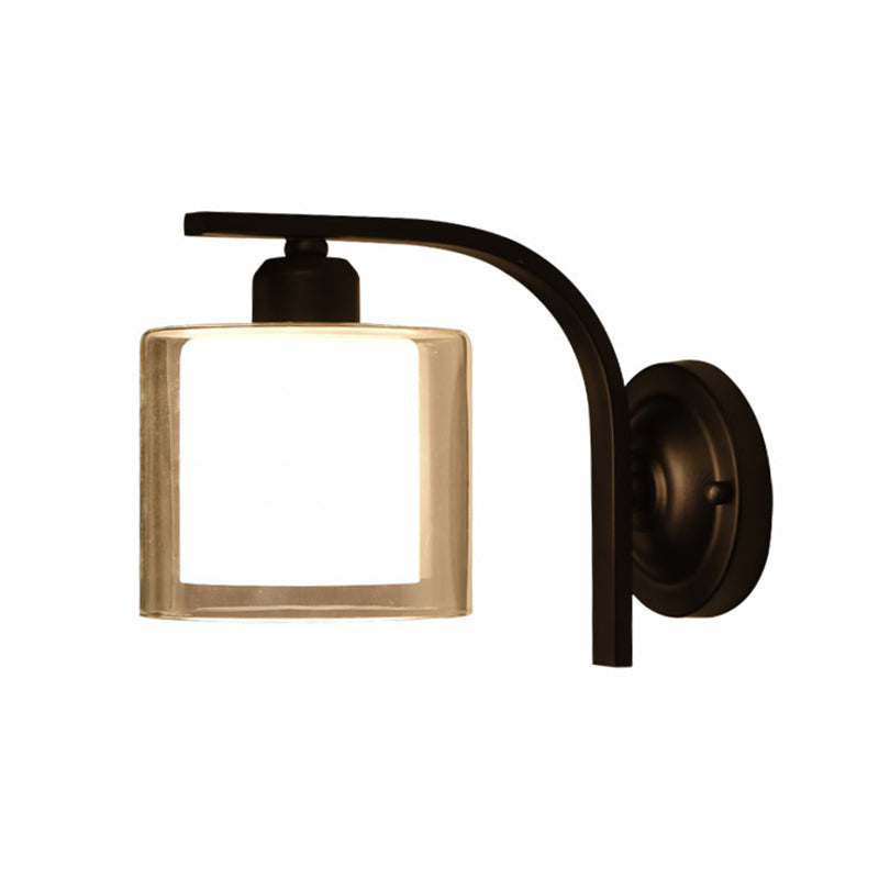 Black Clear Glass Wall Lamp Sconce Industrial Style Sconce Lamp for Living Room