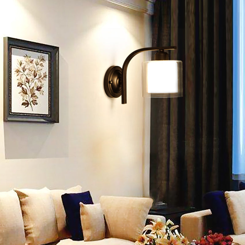 Black Clear Glass Wall Lamp Sconce Industrial Style Sconce Lamp for Living Room
