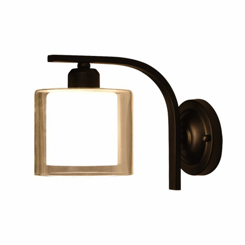 Black Clear Glass Wall Lamp Sconce Industrial Style Sconce Lamp for Living Room
