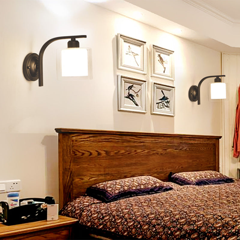 Black Clear Glass Wall Lamp Sconce Industrial Style Sconce Lamp for Living Room