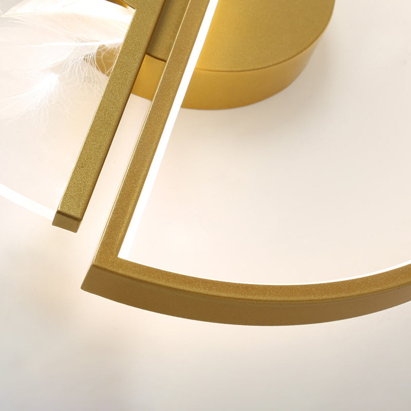 Modern Creative LED Feather Flush Mount Aluminium Circular Ceiling Fixture with Acrylic Shade