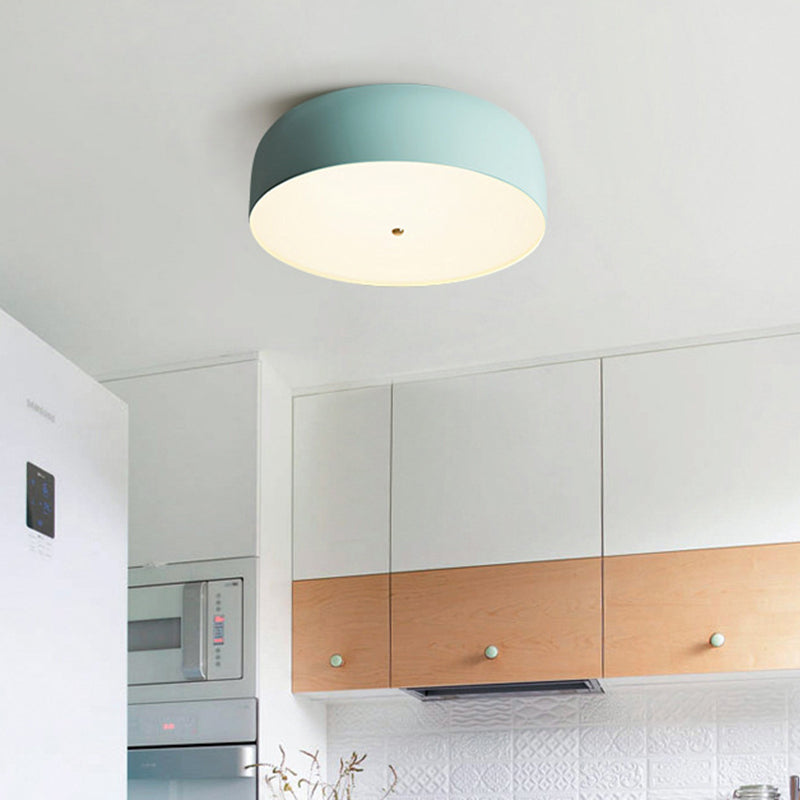 Circular Metal Flush Mount Lighting Modernism Blue LED Ceiling Lamp Fixture for Kitchen, 14"/19" Wide