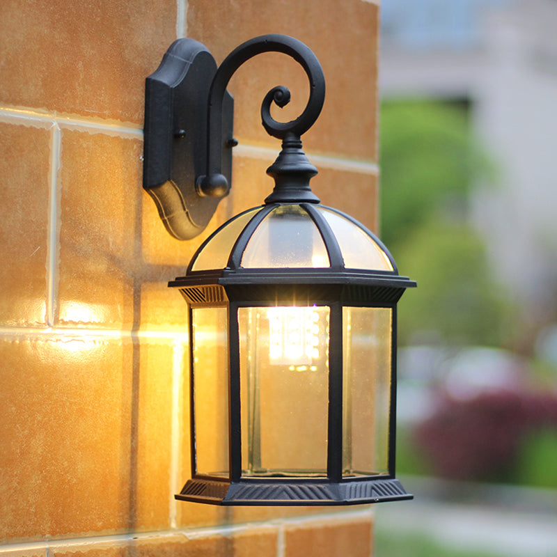 Zylinder klarer Glaswandhalterung 1-Licht Vintage Außenwandbeleuchtung