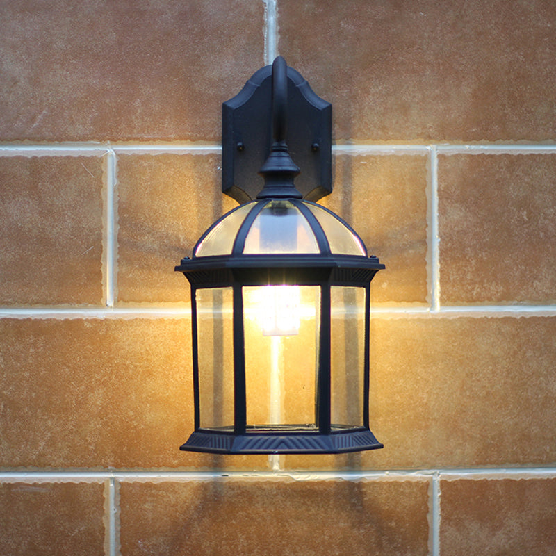 Zylinder klarer Glaswandhalterung 1-Licht Vintage Außenwandbeleuchtung