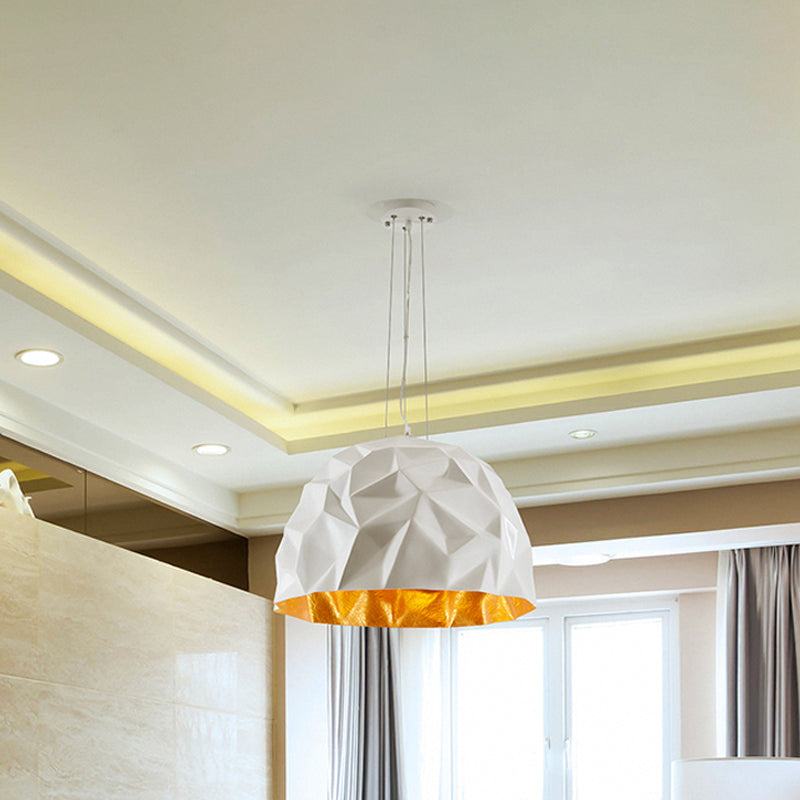 Contemporary Domed Metal Hanging Ceiling Light 1 Light Suspension Pendant in Black/White