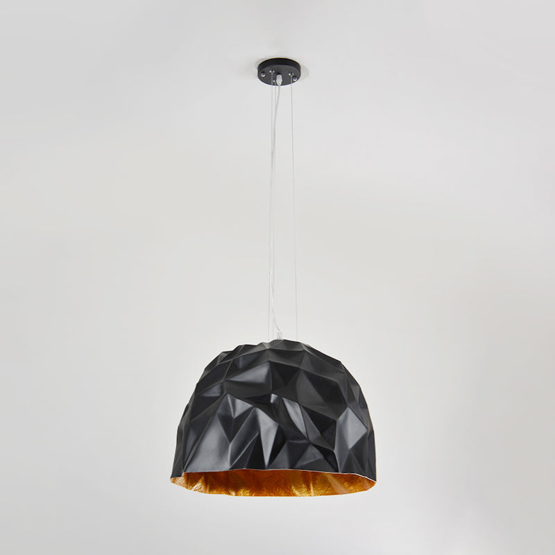 Contemporary Domed Metal Hanging Ceiling Light 1 Light Suspension Pendant in Black/White