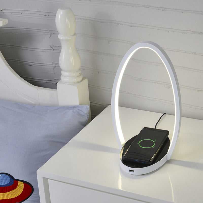 Chargeur sans fil en forme d'oeuf lampe à LEM nordique Métal Métal Lumière de nuit en blanc