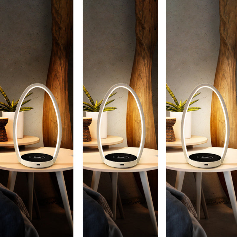 Chargeur sans fil en forme d'oeuf lampe à LEM nordique Métal Métal Lumière de nuit en blanc