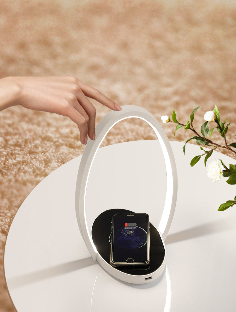 Chargeur sans fil en forme d'oeuf lampe à LEM nordique Métal Métal Lumière de nuit en blanc