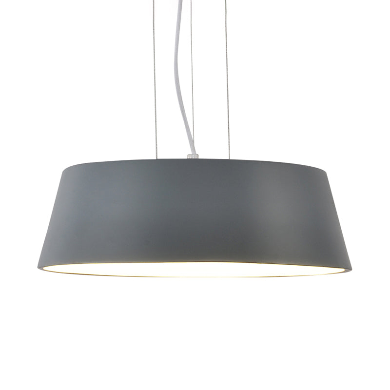 1 lampe à suspension gris minimaliste légère de cuisine légère avec ombre de tambour en métal