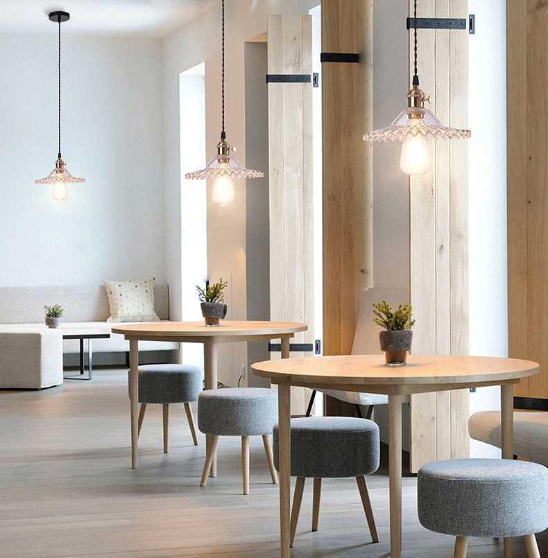 1 Light Flared Hanging Ceiling Lights Industrial Style Glass Pendant for Clothing Store