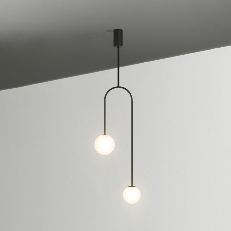 2 Lichter sphärische Anhängerbeleuchtung moderne Einfachheit Milchglas Anhänger Deckenleuchten