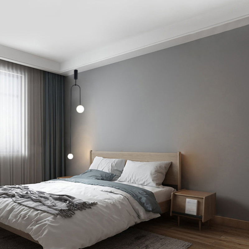 2 Lichter sphärische Anhängerbeleuchtung moderne Einfachheit Milchglas Anhänger Deckenleuchten