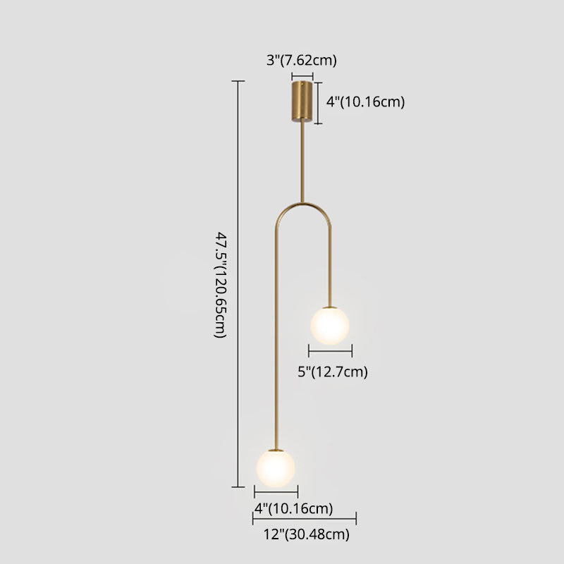 2 Lichter sphärische Anhängerbeleuchtung moderne Einfachheit Milchglas Anhänger Deckenleuchten