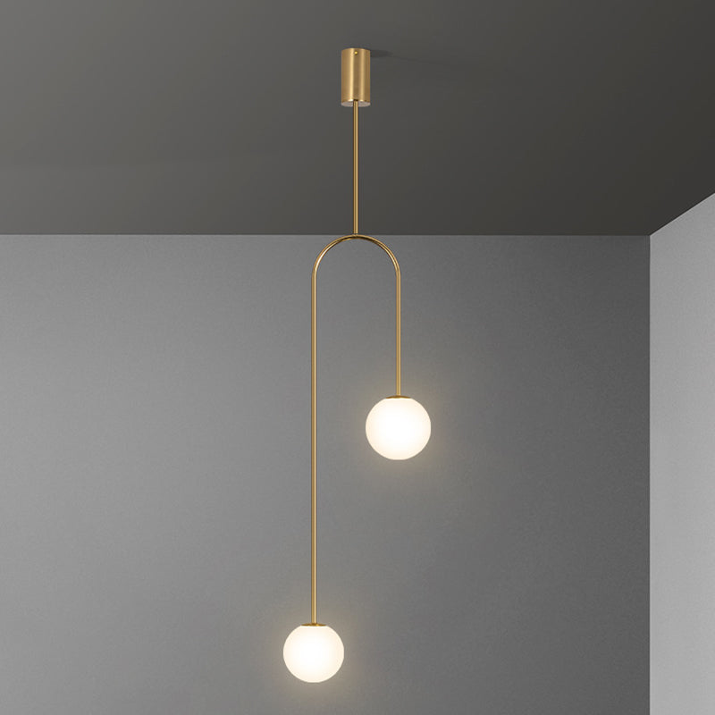 2 Lichter sphärische Anhängerbeleuchtung moderne Einfachheit Milchglas Anhänger Deckenleuchten