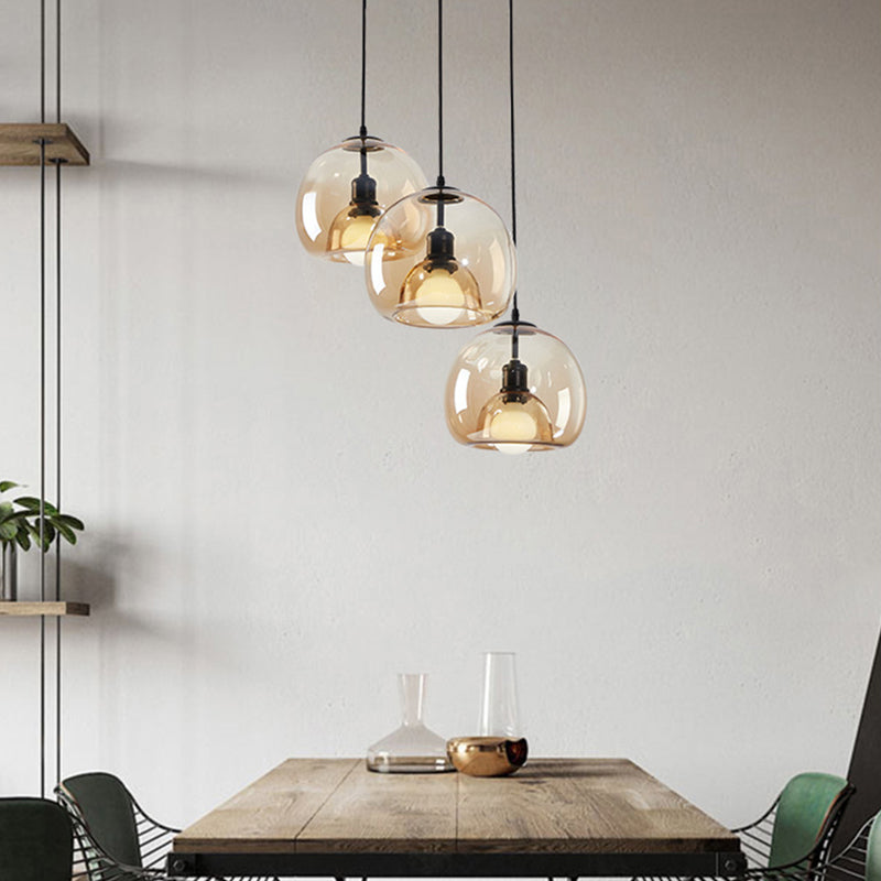 Modern Simplicity Round Cluster Pendant Light Glass Hanging Light for Living Room