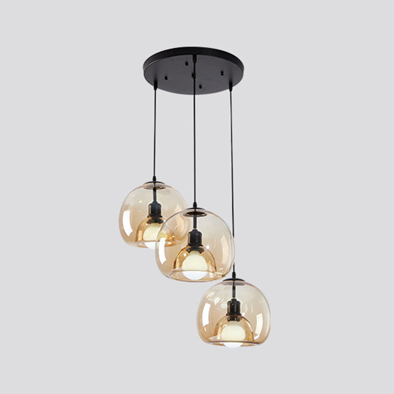 Modern Simplicity Round Cluster Pendant Light Glass Hanging Light for Living Room