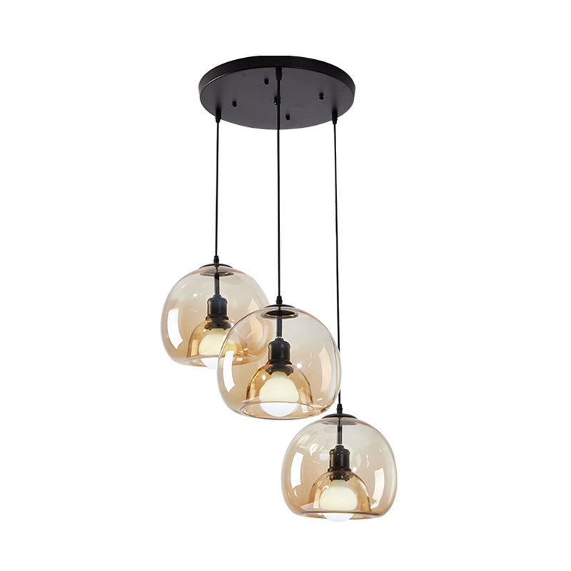 Modern Simplicity Round Cluster Pendant Light Glass Hanging Light for Living Room