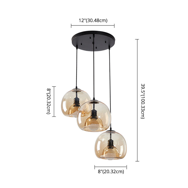 Modern Simplicity Round Cluster Pendant Light Glass Hanging Light for Living Room