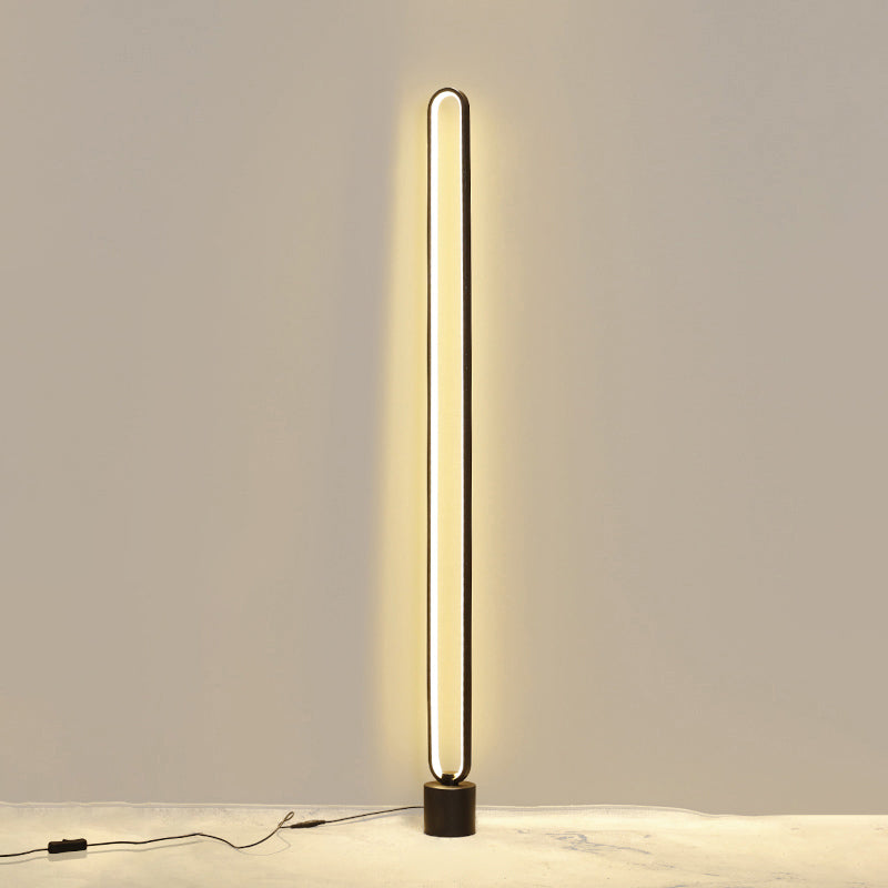 Minimalist Halo Floor Light Metal Living Room LED Standing Floor Lamp with Acrylic Shade